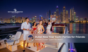 Dubai New Year yacht party with friends.