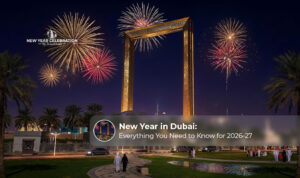 New Year celebration in Dubai with stunning fireworks.