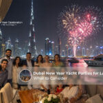 Dubai New Year yacht parties for large families with fireworks and city views.