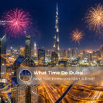 Dubai New Year fireworks start and end time guide.
